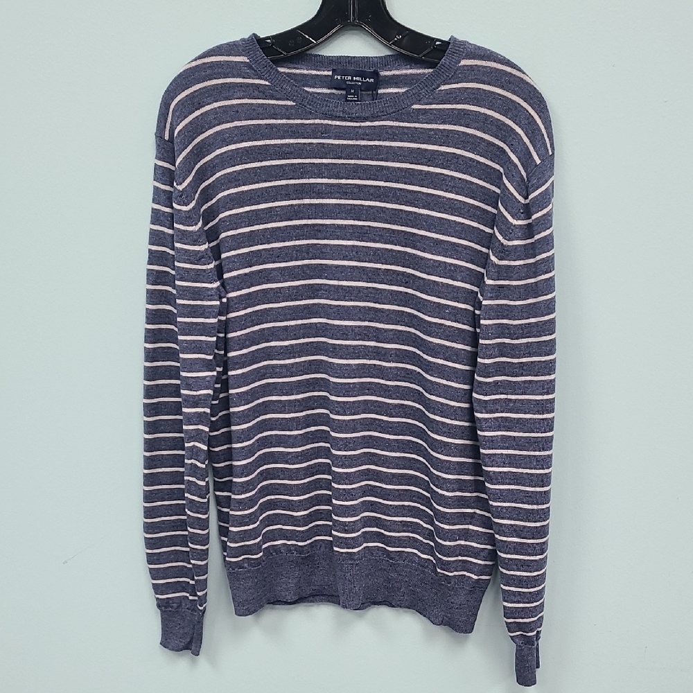 Peter Millar Men's Striped Sweater Linen/wool Blend Size M